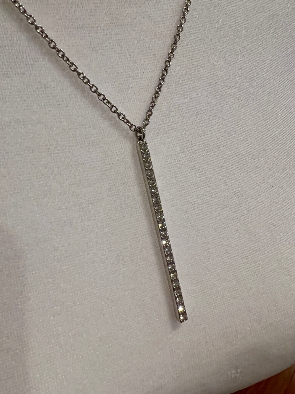 Touchstone Crystal by Swarovski Silver Vertical Bar Pendant Necklace - Picture 4 of 12